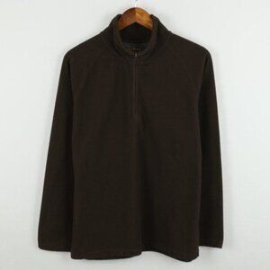 L.L. Bean Men's Medium Brown 1/4 Zip Power Grid Fleece Pullover Jacket